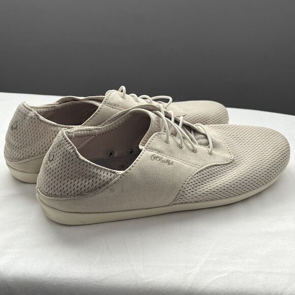 Olukai Waialua Lace Drop-In-Heel Sneaker Shoe Womens Size 9 Ivory Comfort Casual - Picture 3 of 14